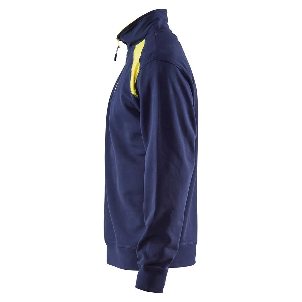Bl&#xE5;kl&#xE4;der&#x20;3353-1158&#x20;Sweatshirt&#x20;Half-Zip&#x20;-&#x20;Navy&#x2F;High&#x20;Vis&#x20;Yellow