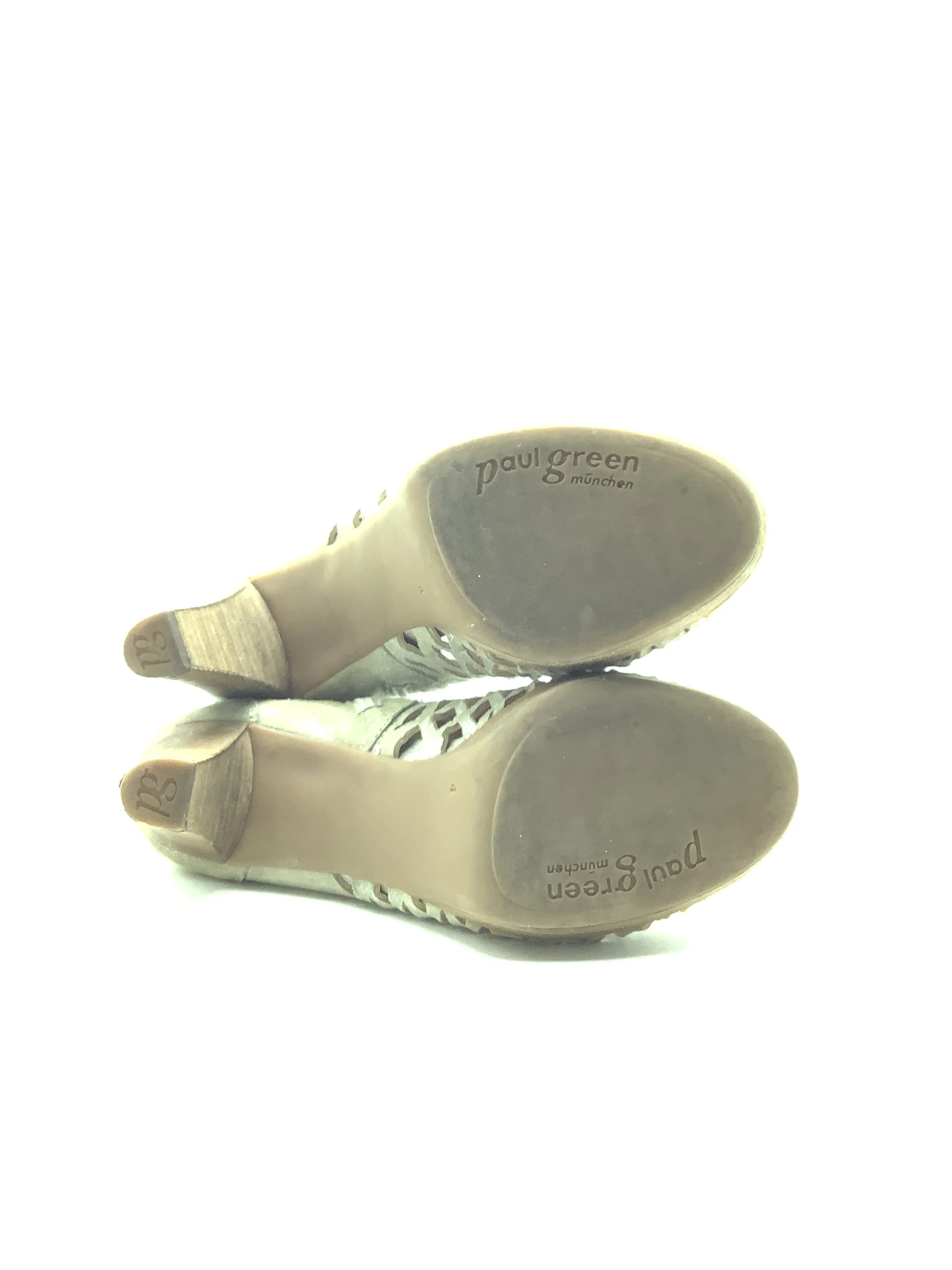 Paul Green Women's Open Toe Bootie Perforated Leather Neutral Size: 44